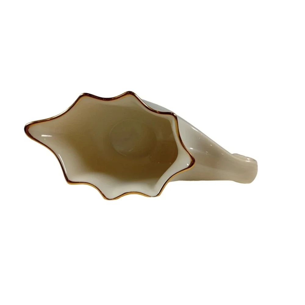 Lenox Ivory Fine China Cornucopia‎ Vase Gold Trim Scalloped Shell Scroll Handle